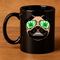 High Off Weed Smiling Pug 11oz C Handle Ceramic Mug