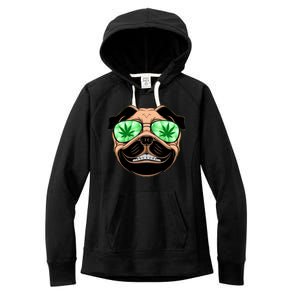 High Off Weed Smiling Pug Women's Fleece Hoodie