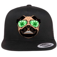 High Off Weed Smiling Pug Flat Bill Trucker Hat