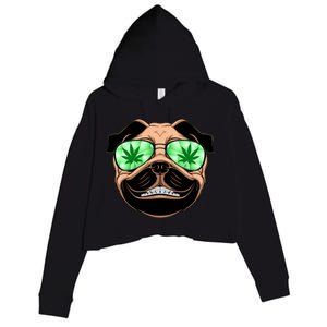 High Off Weed Smiling Pug Crop Fleece Hoodie