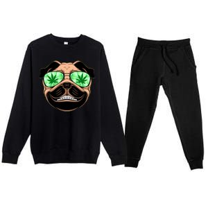 High Off Weed Smiling Pug Premium Crewneck Sweatsuit Set