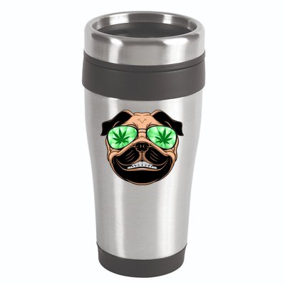 High Off Weed Smiling Pug 16oz Travel Tumbler