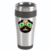 High Off Weed Smiling Pug 16oz Travel Tumbler