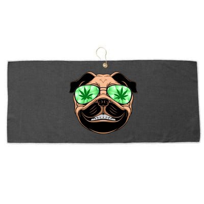 High Off Weed Smiling Pug Large Microfiber Waffle Golf Towel