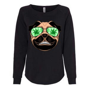 High Off Weed Smiling Pug Womens California Wash Sweatshirt