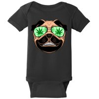 High Off Weed Smiling Pug Baby Bodysuit