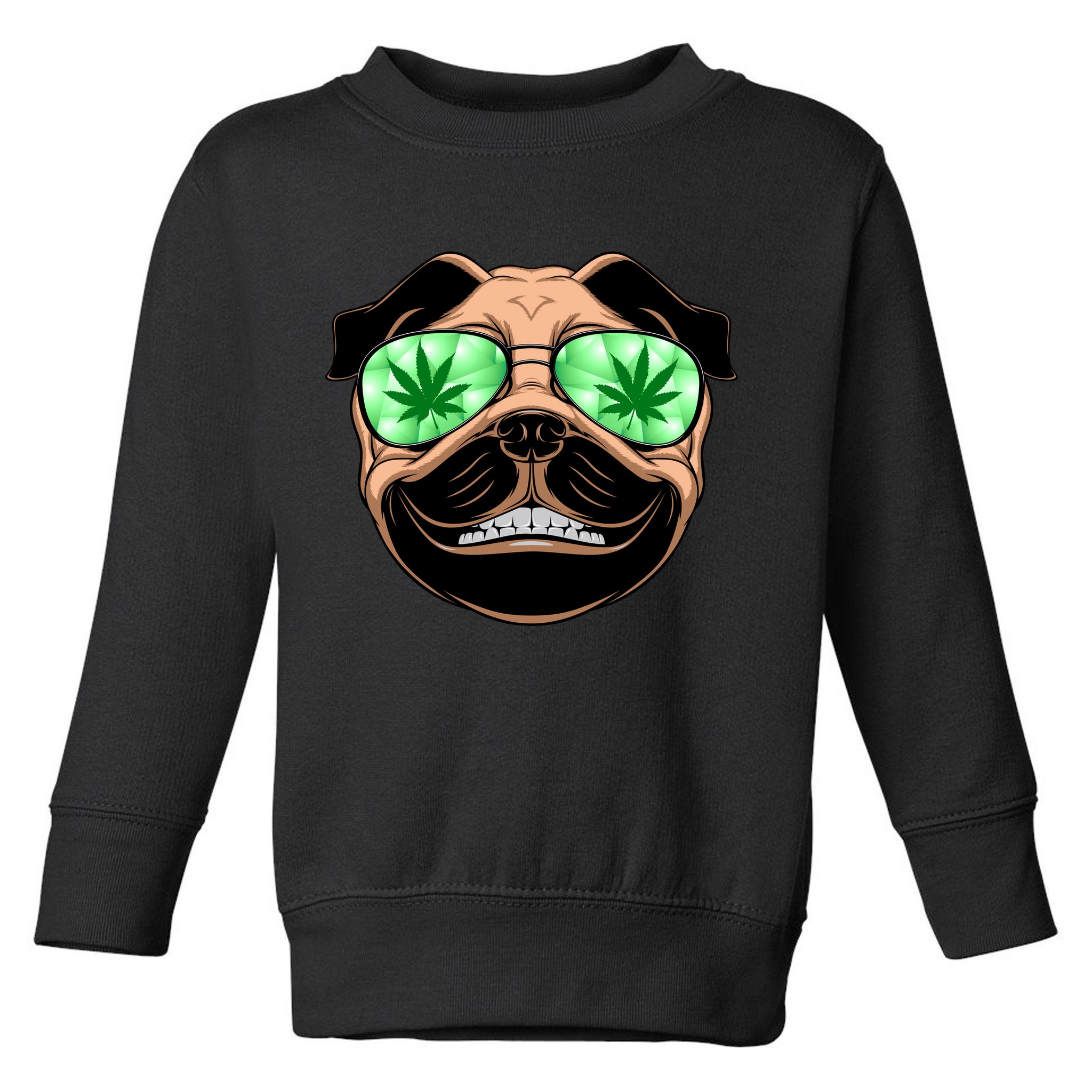 High Off Weed Smiling Pug Toddler Sweatshirt