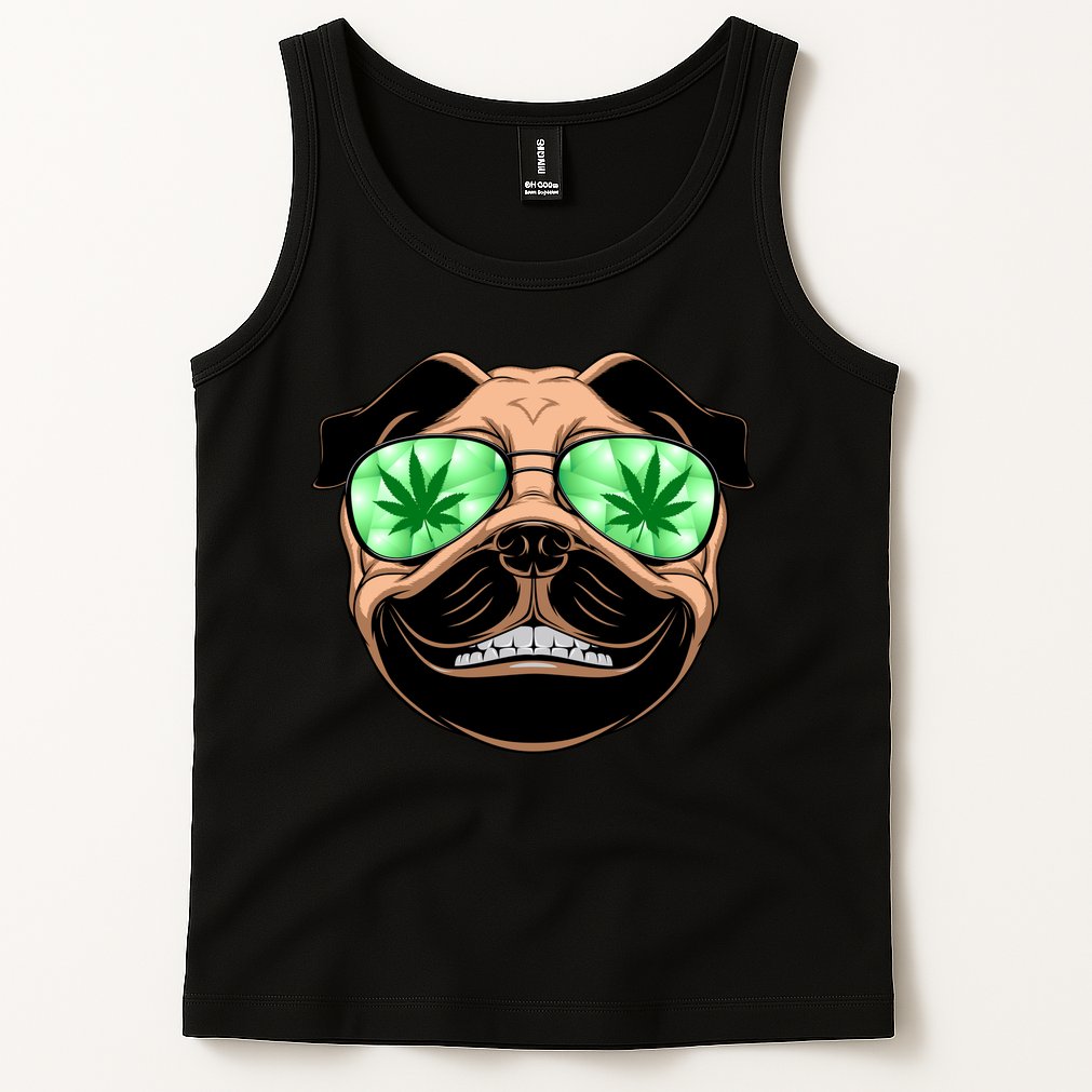 High Off Weed Smiling Pug Tank Top