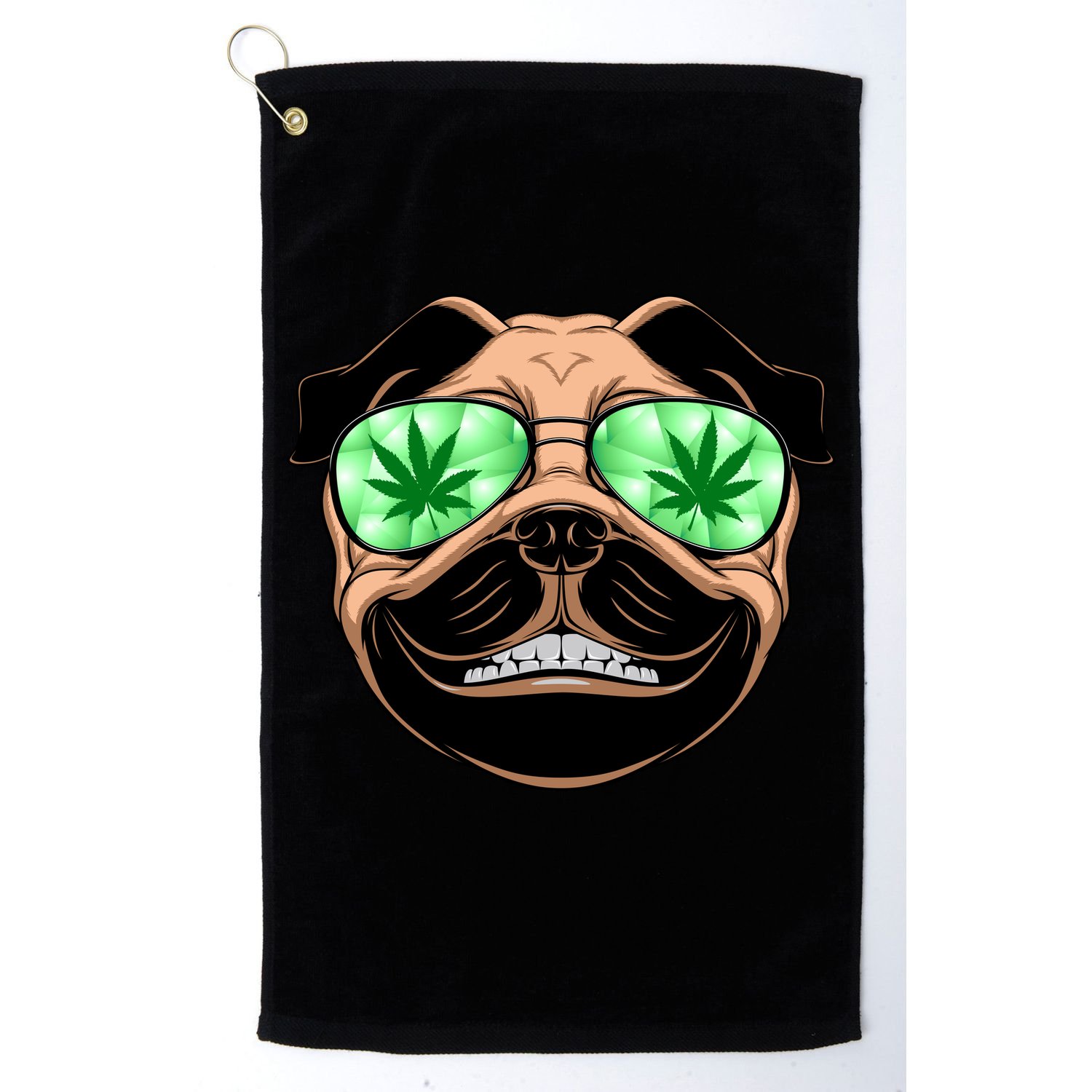 High Off Weed Smiling Pug Golf Towel