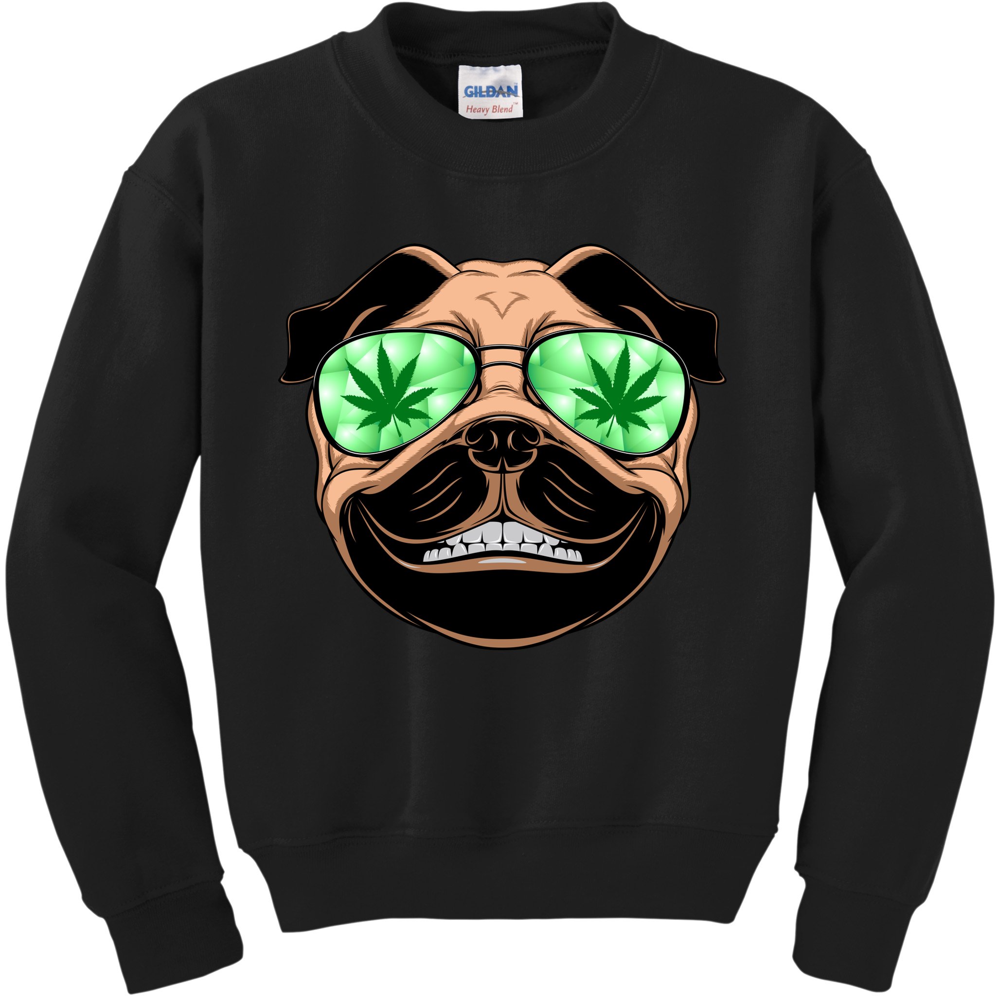 High Off Weed Smiling Pug Kids Sweatshirt