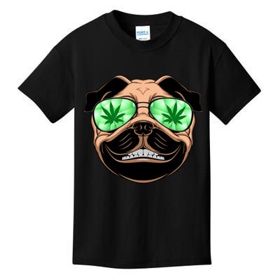 High Off Weed Smiling Pug Kids T-Shirt