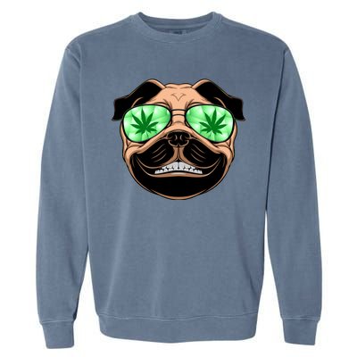 High Off Weed Smiling Pug Garment-Dyed Sweatshirt