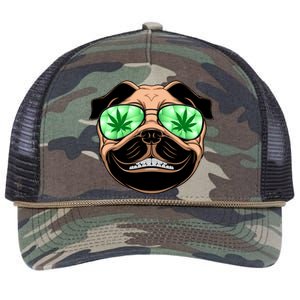 High Off Weed Smiling Pug Retro Rope Trucker Hat Cap