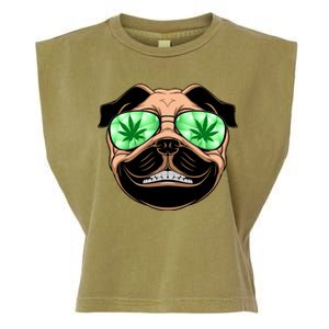 High Off Weed Smiling Pug Garment-Dyed Women's Muscle Tee