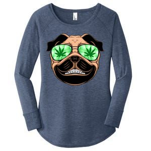 High Off Weed Smiling Pug Women's Perfect Tri Tunic Long Sleeve Shirt