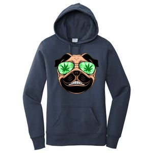 High Off Weed Smiling Pug Women's Pullover Hoodie