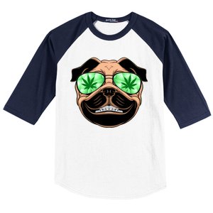 High Off Weed Smiling Pug Baseball Sleeve Shirt