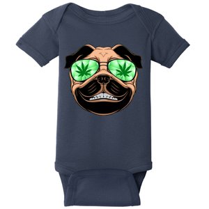 High Off Weed Smiling Pug Baby Bodysuit