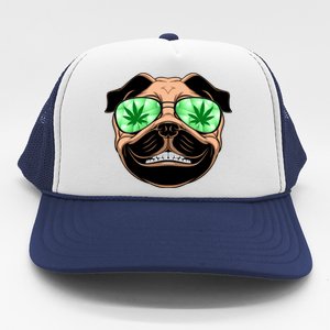 High Off Weed Smiling Pug Trucker Hat