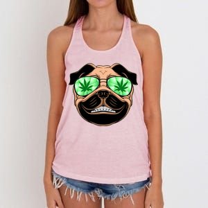 High Off Weed Smiling Pug Women's Knotted Racerback Tank