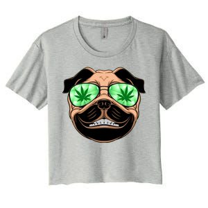 High Off Weed Smiling Pug Women's Crop Top Tee