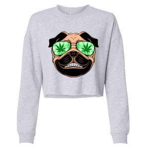 High Off Weed Smiling Pug Cropped Pullover Crew