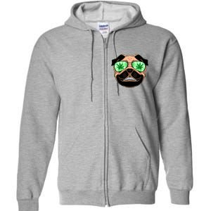 High Off Weed Smiling Pug Full Zip Hoodie