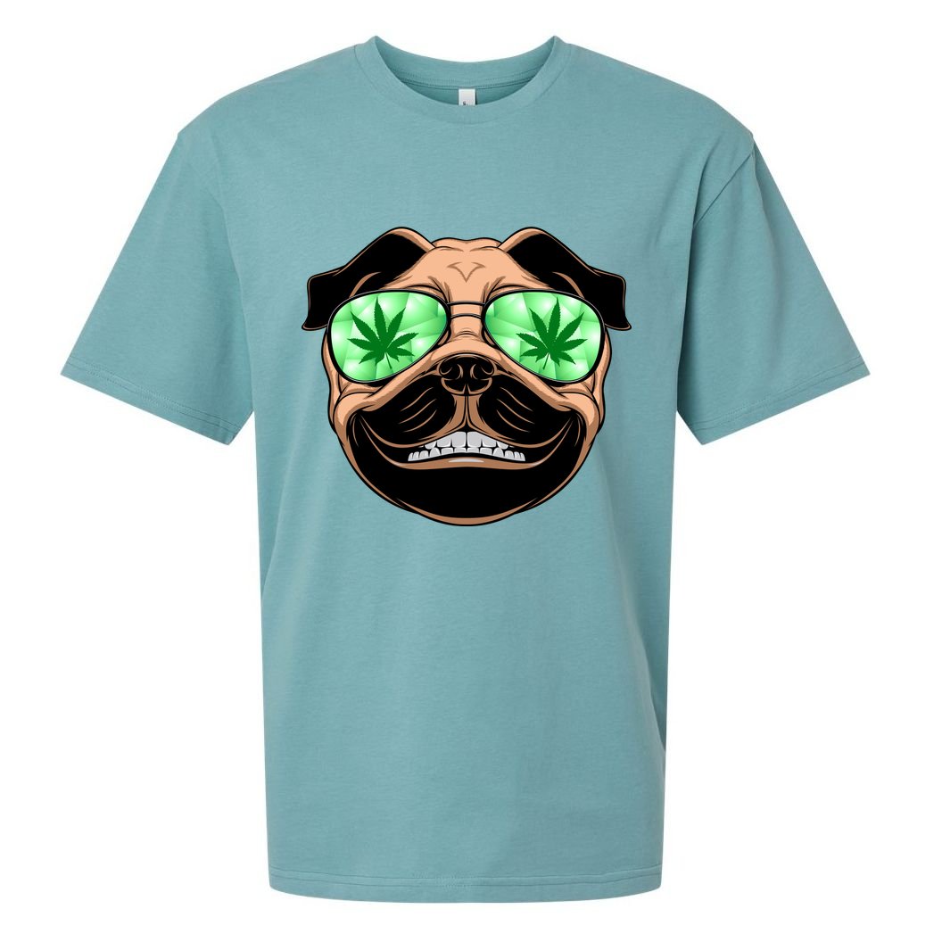 High Off Weed Smiling Pug Sueded Cloud Jersey T-Shirt
