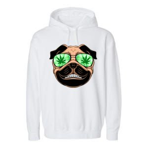 High Off Weed Smiling Pug Garment-Dyed Fleece Hoodie