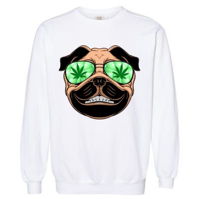 High Off Weed Smiling Pug Garment-Dyed Sweatshirt