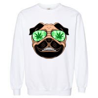 High Off Weed Smiling Pug Garment-Dyed Sweatshirt