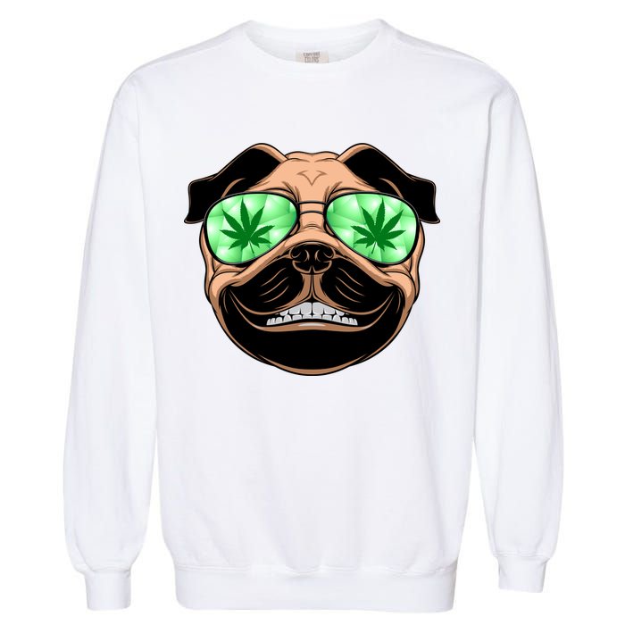 High Off Weed Smiling Pug Garment-Dyed Sweatshirt