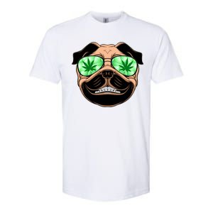 High Off Weed Smiling Pug Softstyle CVC T-Shirt