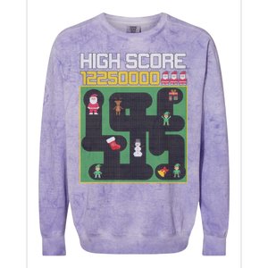 High Score 8-Bit Santa Game Ugly Christmas Colorblast Crewneck Sweatshirt