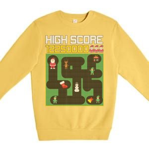 High Score 8-Bit Santa Game Ugly Christmas Premium Crewneck Sweatshirt