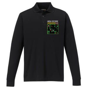 High Score 8-Bit Santa Game Ugly Christmas Performance Long Sleeve Polo