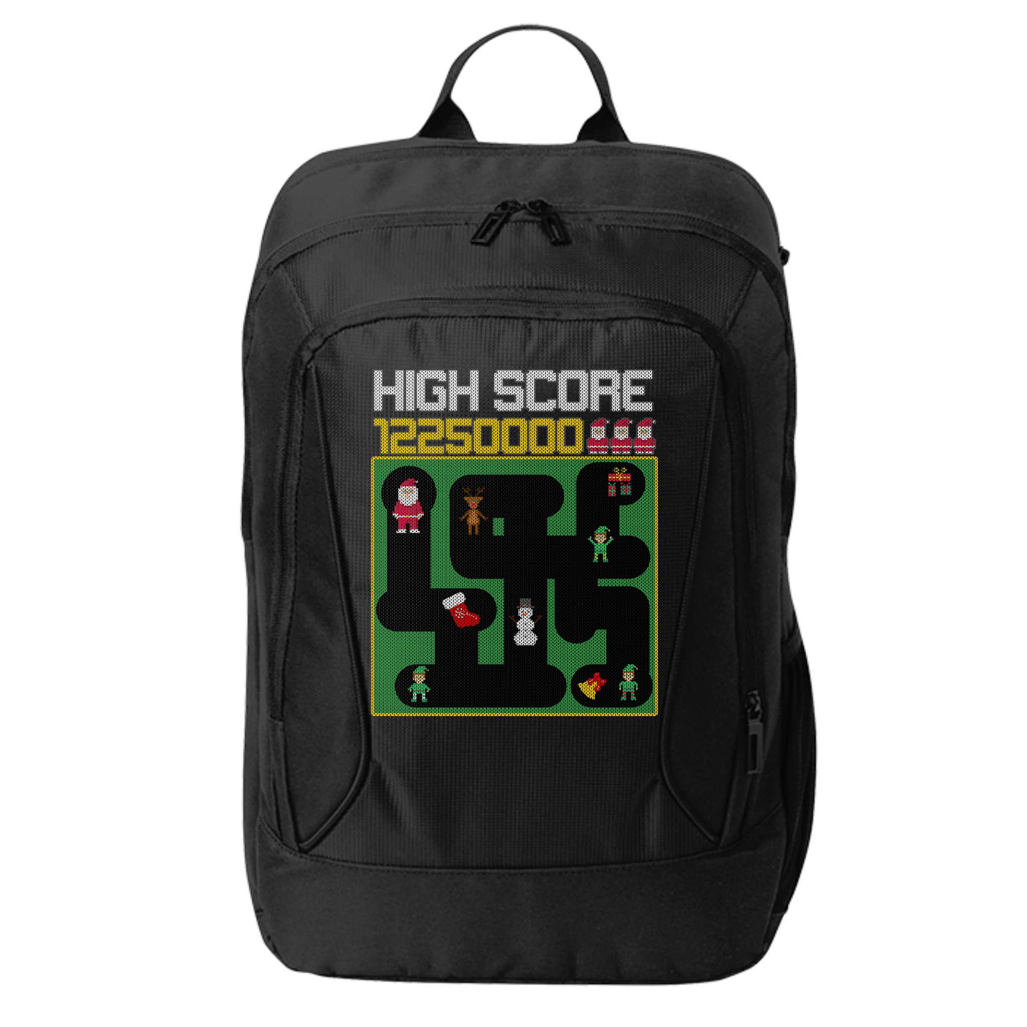High Score 8-Bit Santa Game Ugly Christmas City Backpack