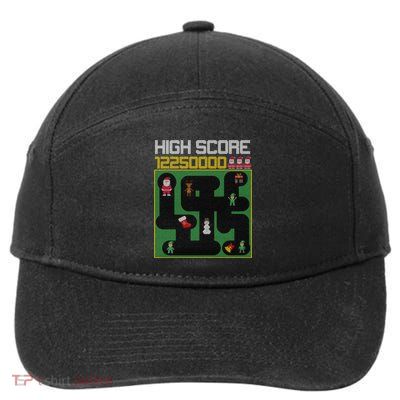High Score 8-Bit Santa Game Ugly Christmas 7-Panel Snapback Hat