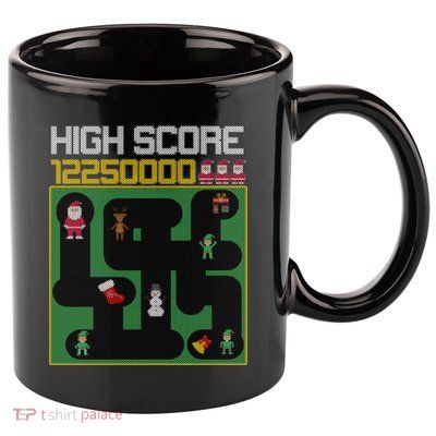 High Score 8-Bit Santa Game Ugly Christmas 11oz C Handle Ceramic Mug