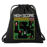 High Score 8-Bit Santa Game Ugly Christmas Drawstring Bag
