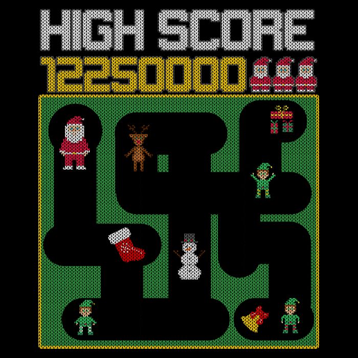 High Score 8-Bit Santa Game Ugly Christmas Drawstring Bag