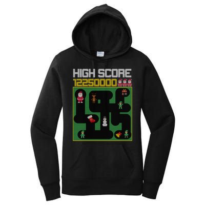 High Score 8-Bit Santa Game Ugly Christmas Women's Pullover Hoodie