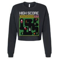 High Score 8-Bit Santa Game Ugly Christmas Cropped Pullover Crew
