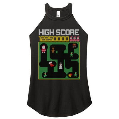 High Score 8-Bit Santa Game Ugly Christmas Women's Perfect Tri Rocker Tank
