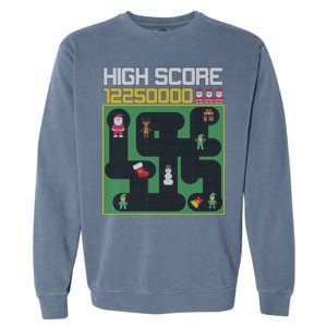 High Score 8-Bit Santa Game Ugly Christmas Garment-Dyed Sweatshirt