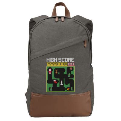 High Score 8-Bit Santa Game Ugly Christmas Cotton Canvas Backpack