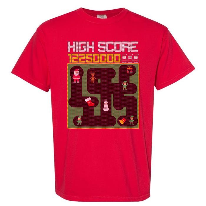 High Score 8-Bit Santa Game Ugly Christmas Garment-Dyed Heavyweight T-Shirt