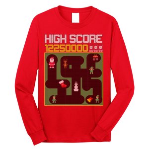 High Score 8-Bit Santa Game Ugly Christmas Long Sleeve Shirt