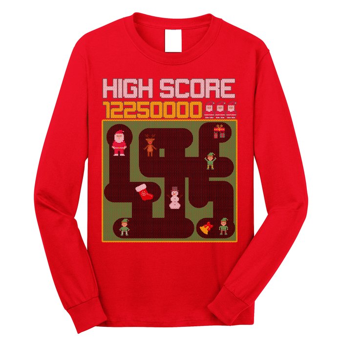 High Score 8-Bit Santa Game Ugly Christmas Long Sleeve Shirt