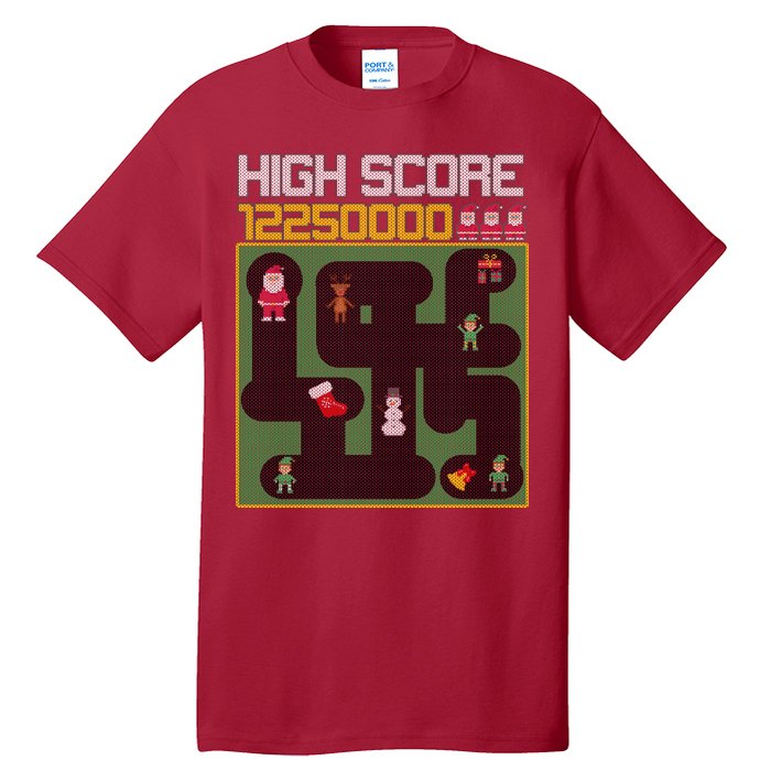 High Score 8-Bit Santa Game Ugly Christmas Tall T-Shirt